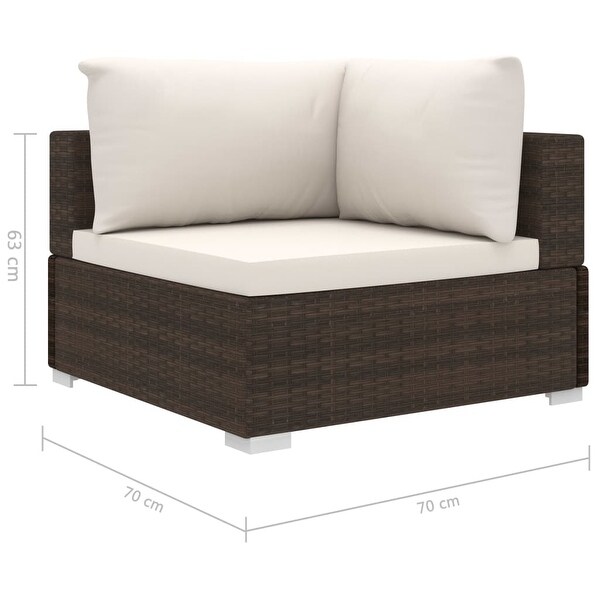 vidaXL 11 Piece Patio Lounge Set with Cushions Poly Rattan Brown