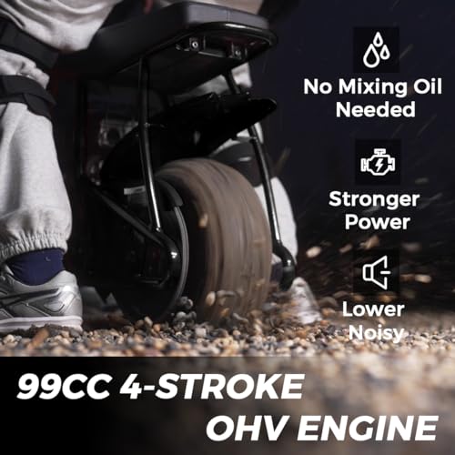 FRP GMB100 Max 99cc 4-Stroke Gas-Powered Mini Dirt Bike,3HP Off-Road Mini Bikes for Kids/Adult, W/LED Headlight, Goggles, Gloves and Neck Gaiter(Green)