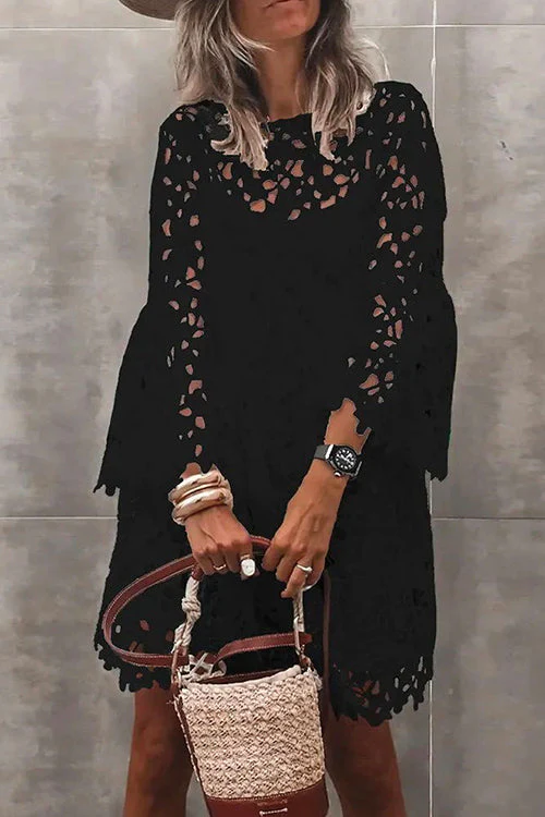 Lace Bell Sleeve Midi DressClistos