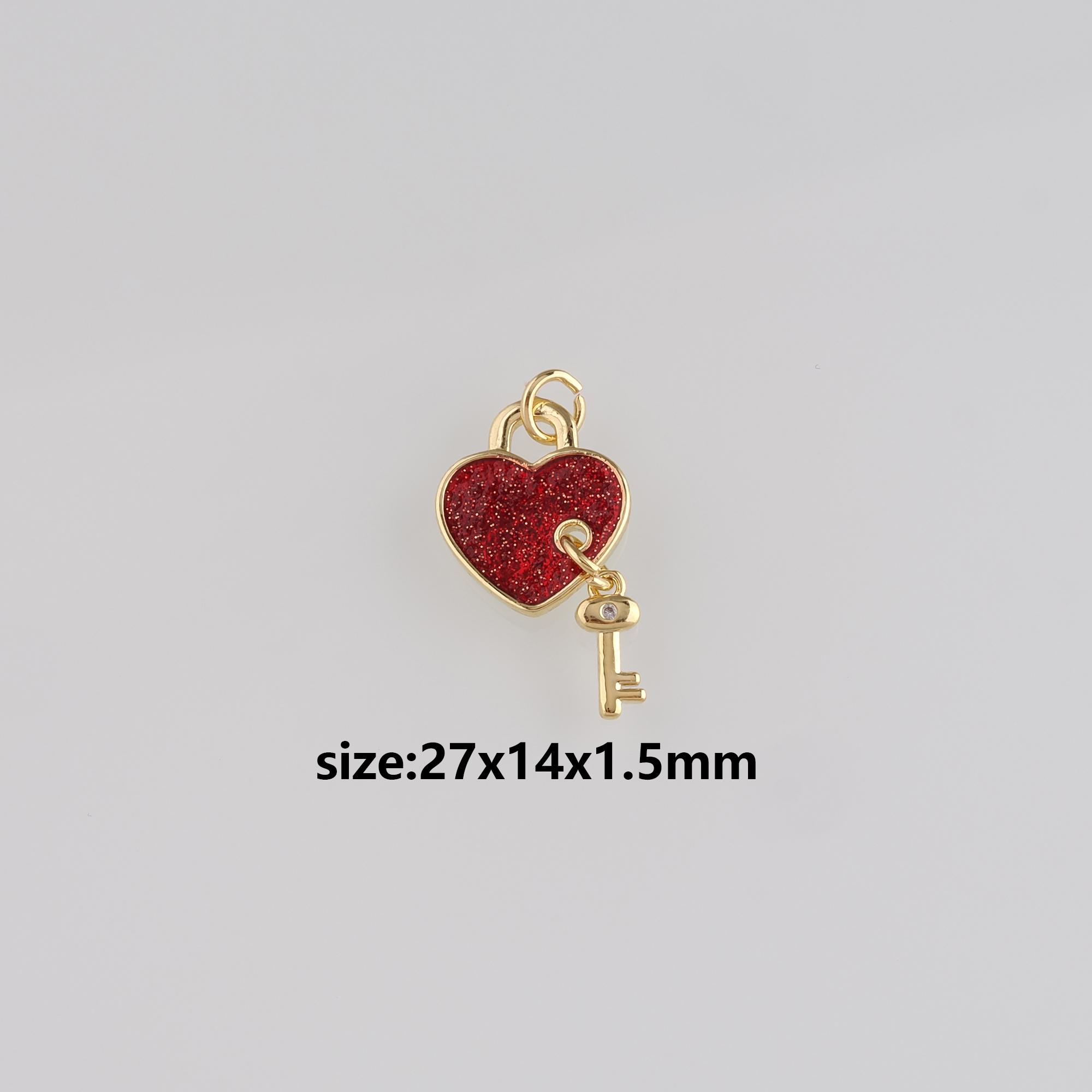 18K Gold Filled Heart Lock Pendant,Enamel Lock Charm Earrings Necklace for DIY Jewelry Making Supply
