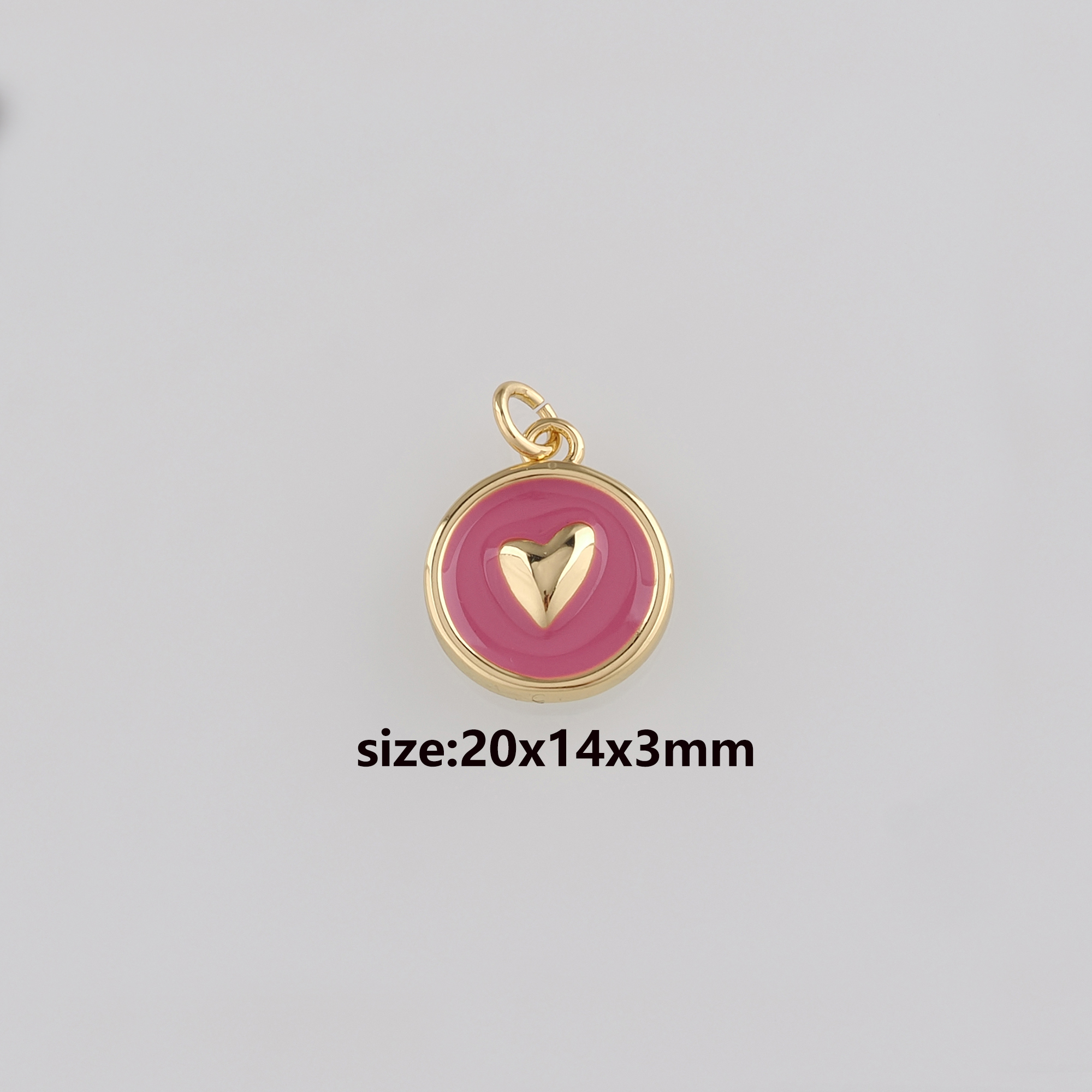 18K Gold Filled Heart Pendant,Enamel Heart Charm Earrings Necklace for DIY Jewelry Making Supply