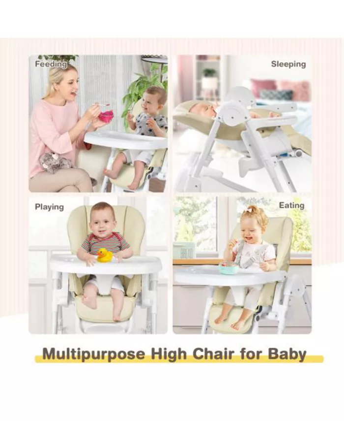 Slickblue Baby Folding Chair with Wheel Tray Storage Basket