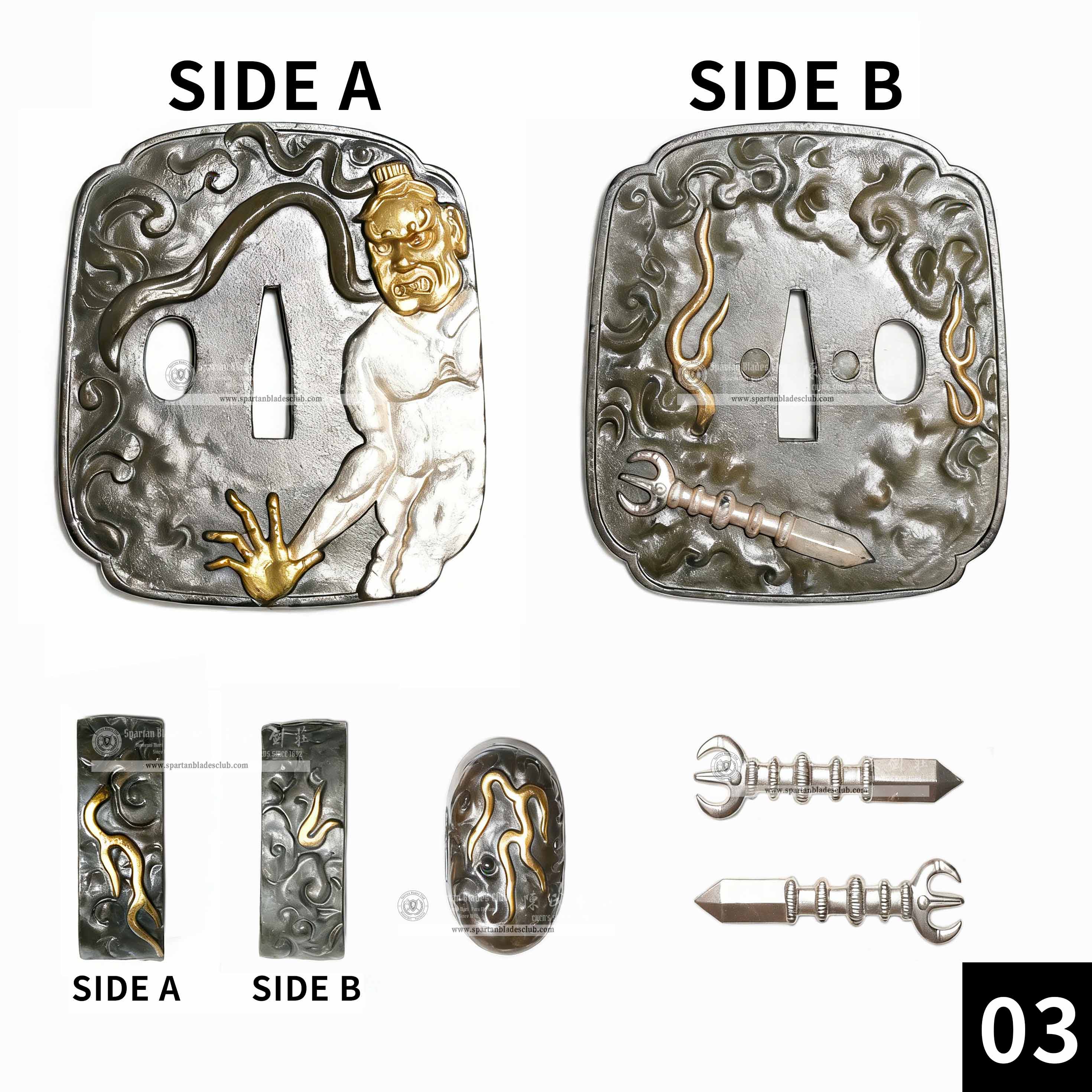 Custom Your Katana | Character | Complete Set Fittings (Brass Gilded) | Spartan Blades Club | CHEN'S SWORDS 1892 - Spartan Blades Club - 陳氏劍莊1892