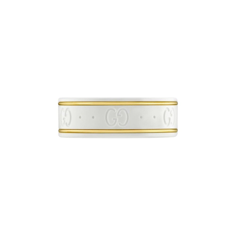 Gucci Icon Ring With Yellow Gold Interlocking G White