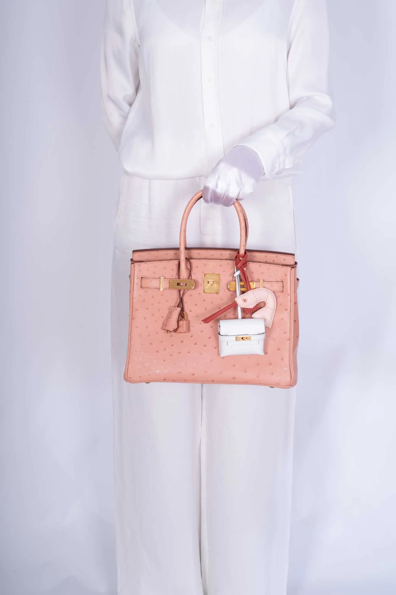 Hermès Kelly Festival Charm White Swift Gold Hardware