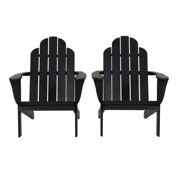 Gavil Black Acacia Wood Adirondack Chair (Set of 2)