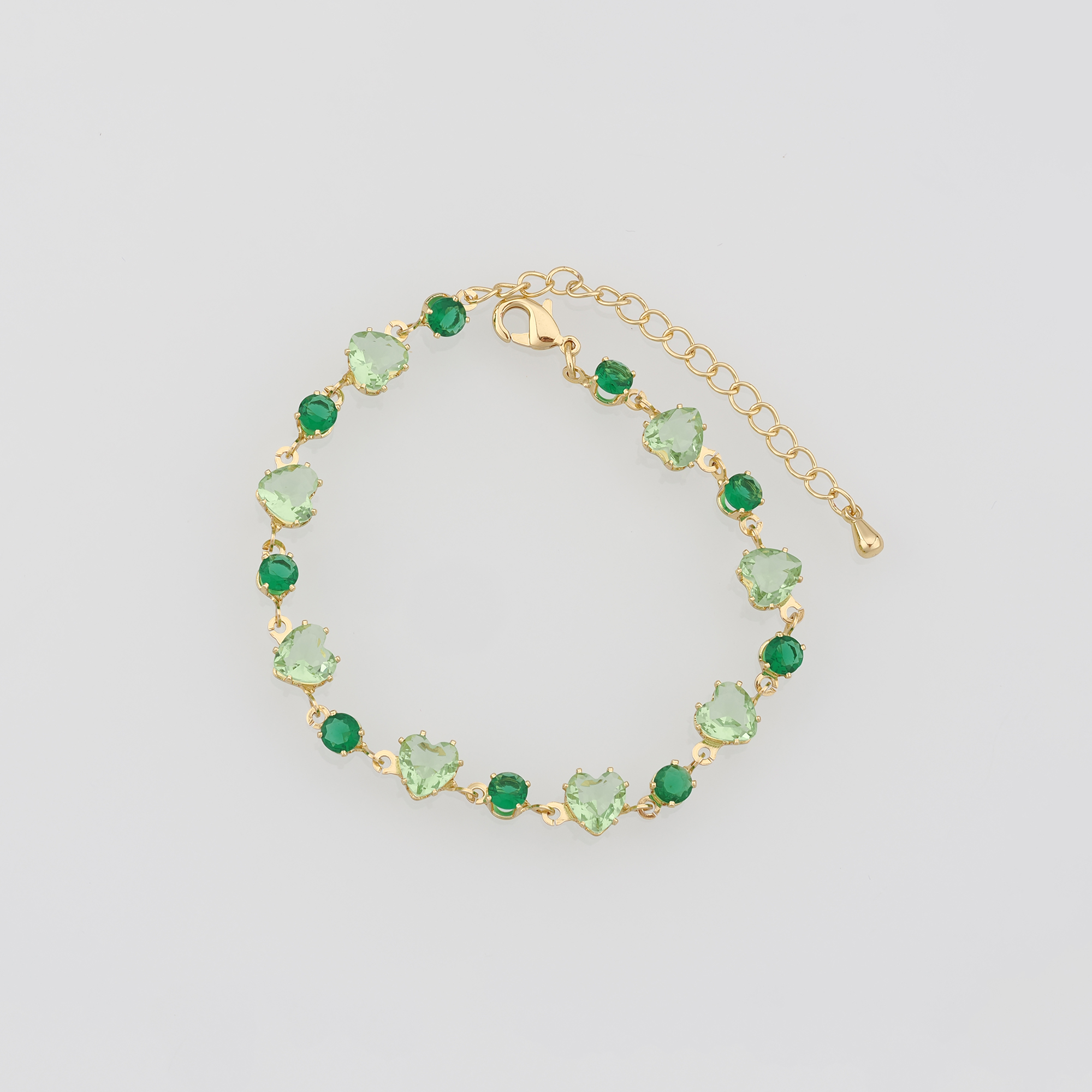 18K Gold Filled Heart Bracelet,Zircon Bracelet,Heart Gemstone Bracelet,Adjustable Bracelet,Gift For Her