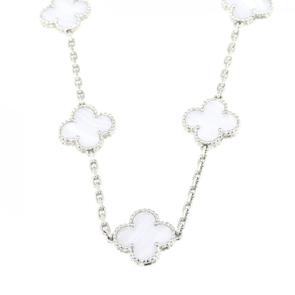 Van Cleef & Arpels Vintage Alhambra Necklace 20 Motifs 18K White Gold
