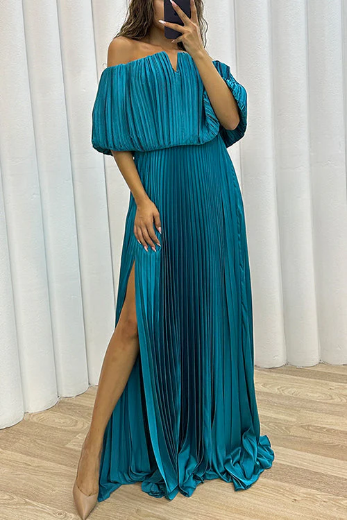 Off Shoulder Slit Maxi DressClistos