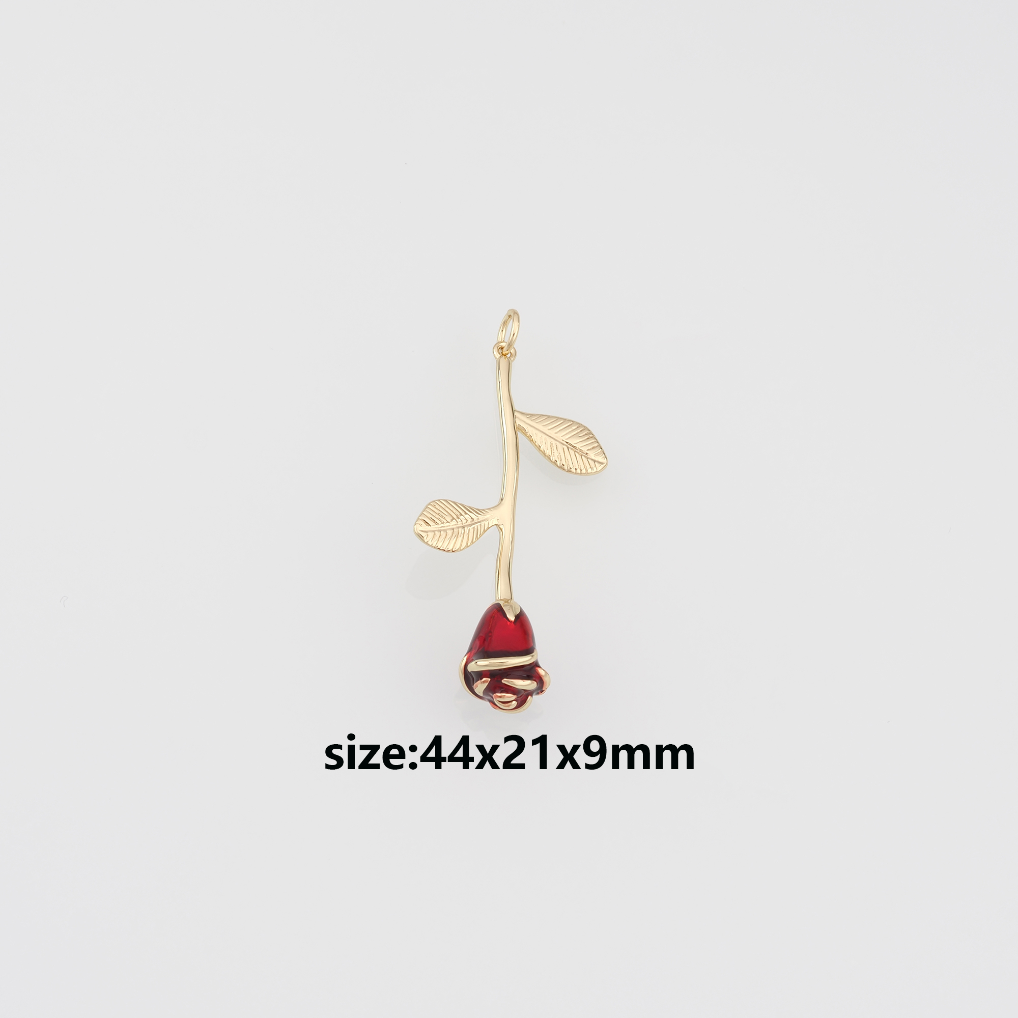 18K Gold Filled Rose Pendant,Enamel Flower Charm Earrings Necklace for DIY Jewelry Making Supply