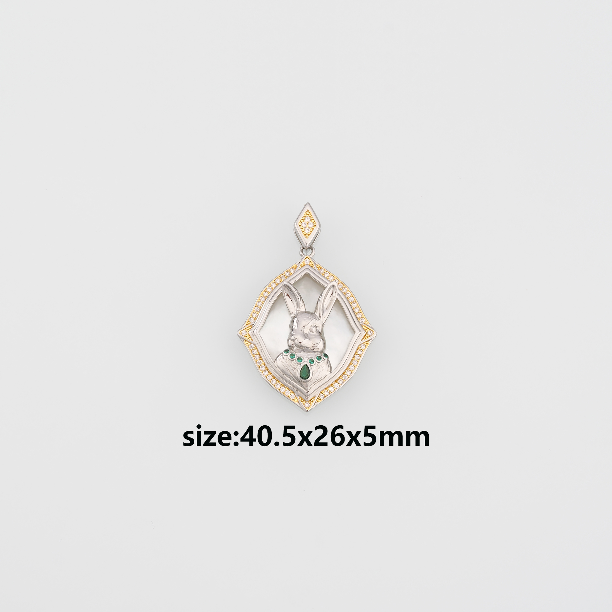 18K Gold Filled Silver Rabbit Pendant,CZ Micro Pave Animal Charm Earrings Necklace for DIY Jewelry Making Supply