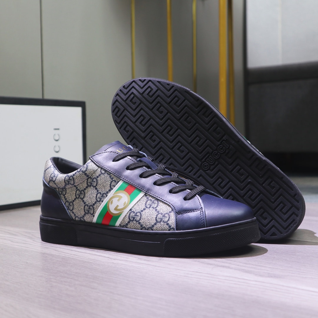 Gucci Gg Supreme Navy Blue Sneaker Gg With Web