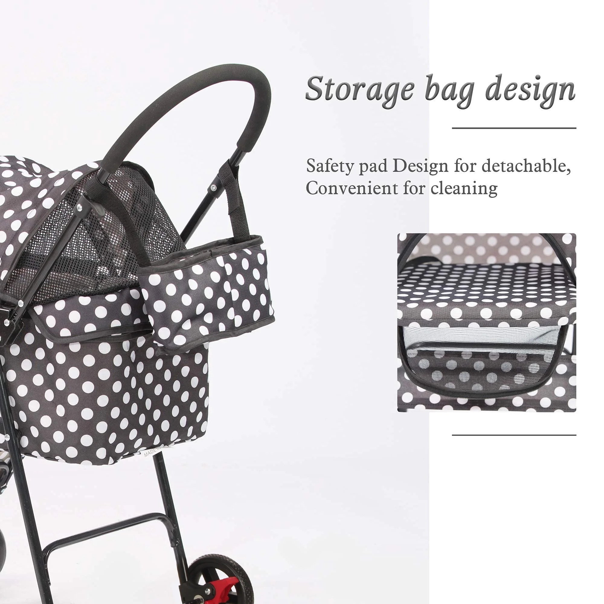Foldable Pet Travel Stroller for Cats&Dogs, Waterproof Dog Stroller with 4 Wheels for Camping Walking, Black