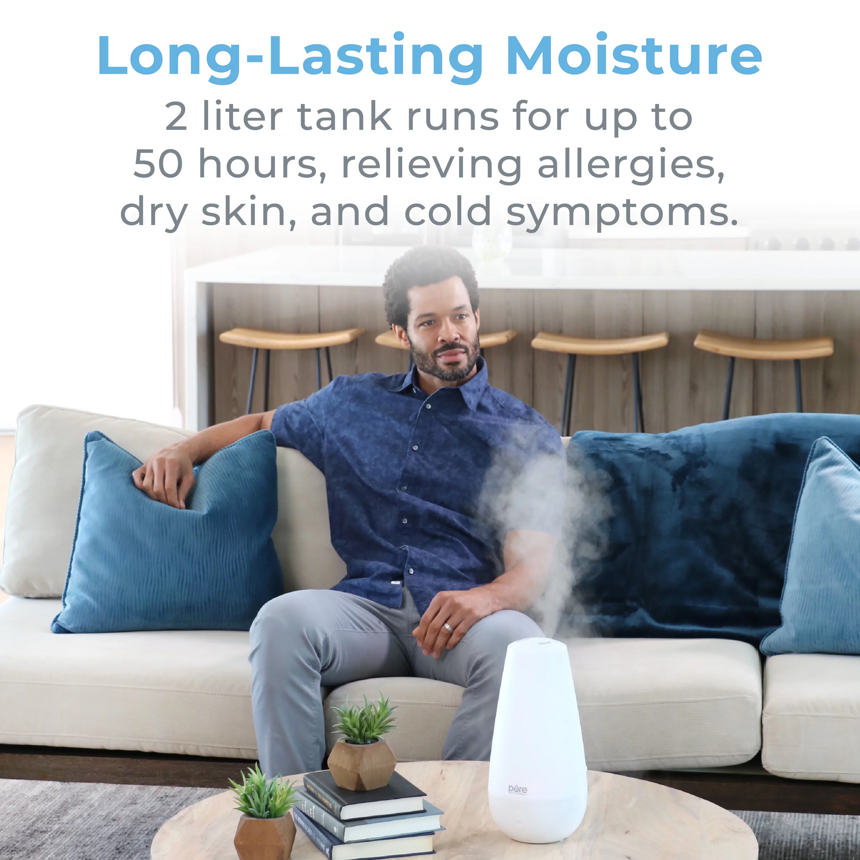 Pure Enrichment PureSpa XL 3-in-1 Cool Mist Humidifier, Essential Oil Diffuser & Mood Light - 2L Tank Provides Powerful Mist Coverage up to 350 sq ft in Bedroom, Office & Large Rooms