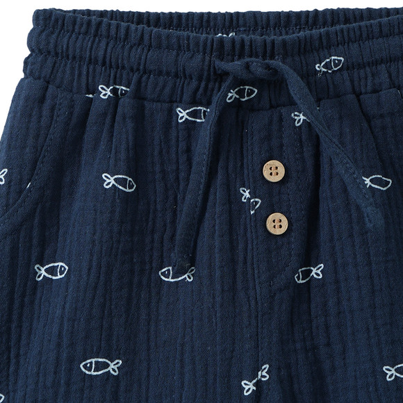Topomini Baby Musselin-Shorts mit Fisch-Print