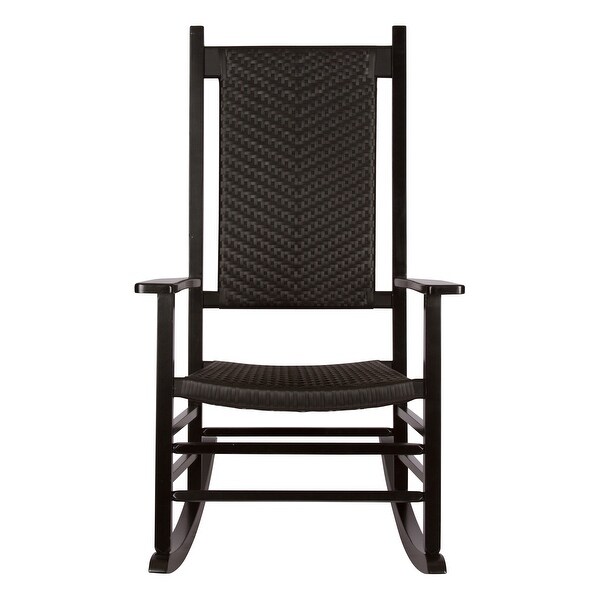 Hampton Genuine Hardwood Rocking Chair with WeatherResistant Woven Wicker Back (Set of 2)