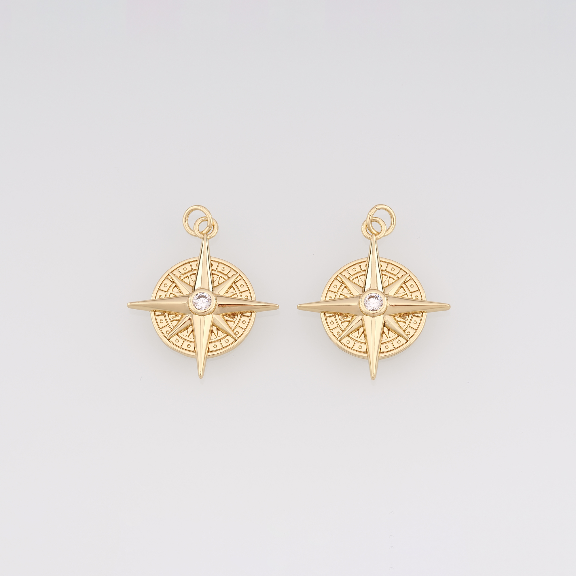18K Gold Filled North Star Pendant,CZ Micro Pave Celestial Charm Earrings Necklace for DIY Jewelry Making Supply