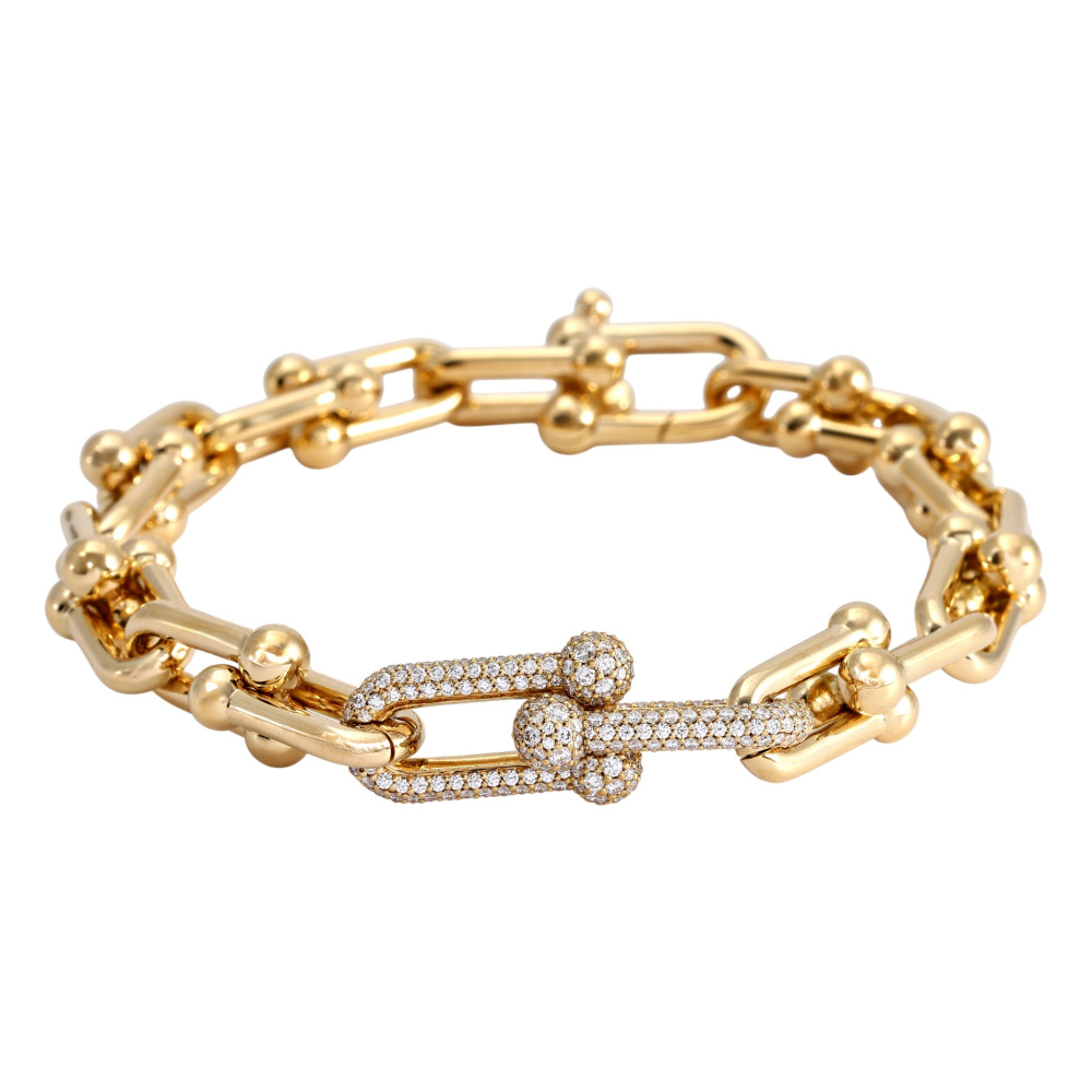 Tiffany & Co. Hardware Link Bracelet 18K Yellow Gold Diamond 70751208