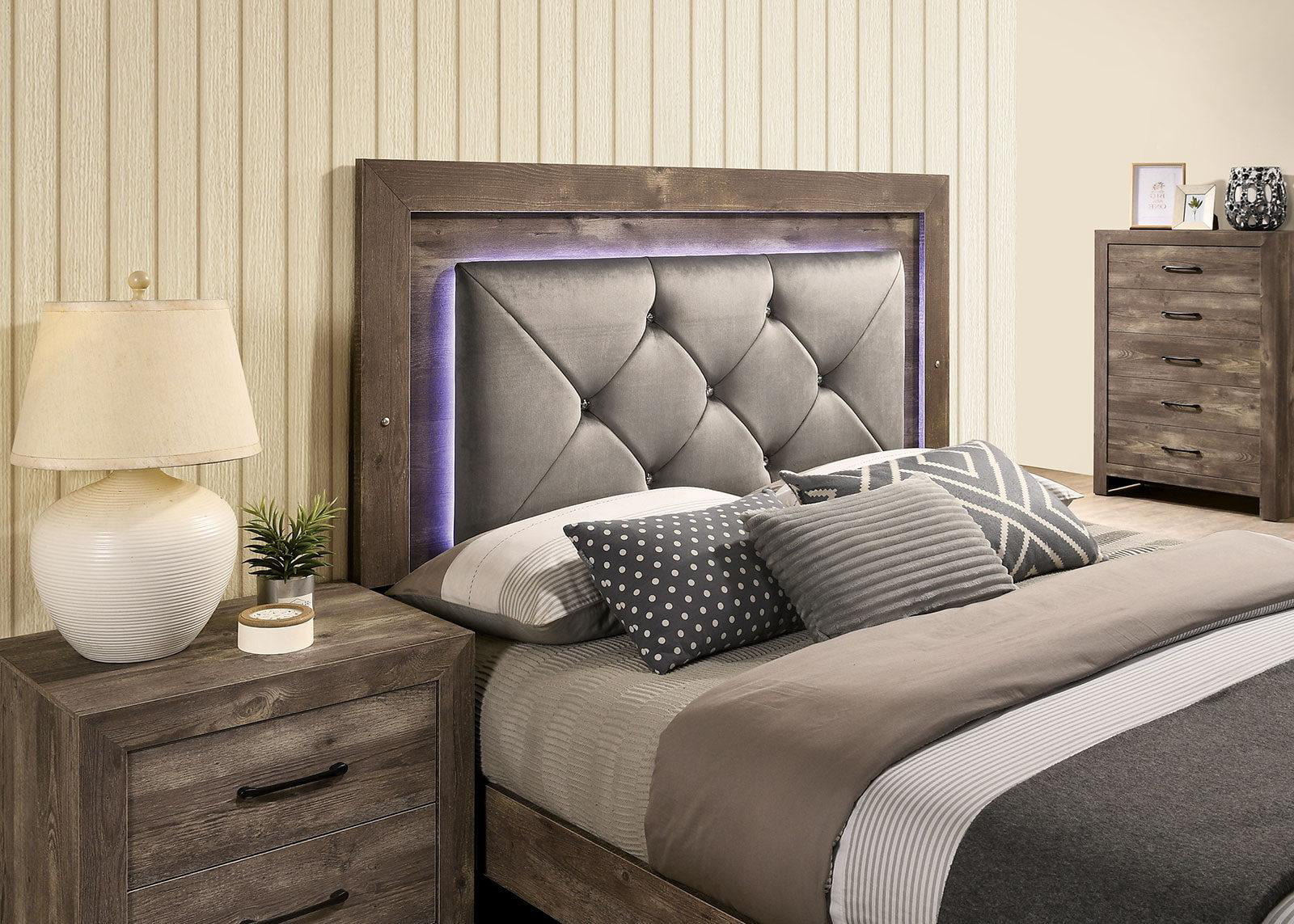Rustic Natural Tone Wood CAL Bedroom Set 6pcs FOA CM7149 Larissa