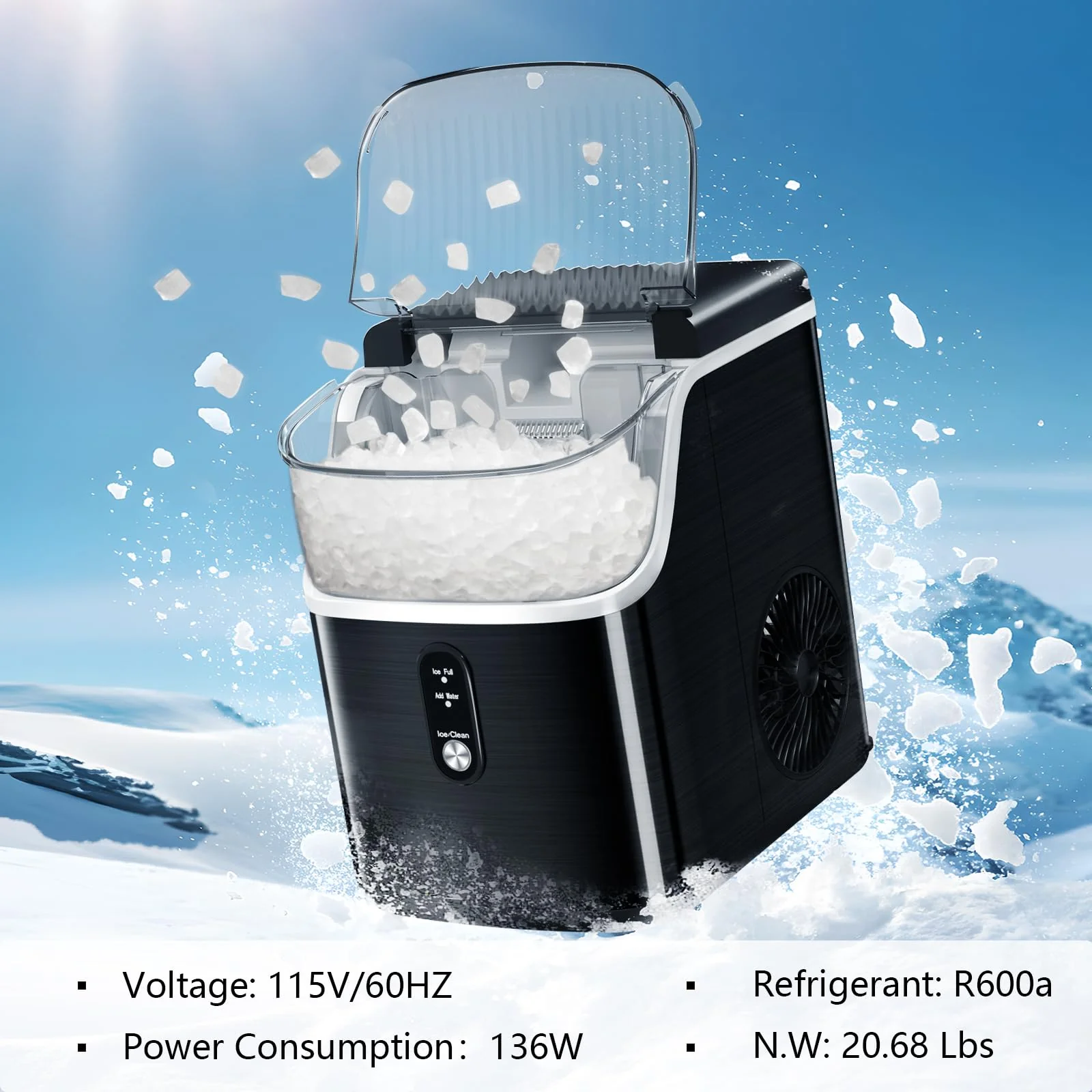 Kismile Nugget Countertop Ice Maker Z5815NB