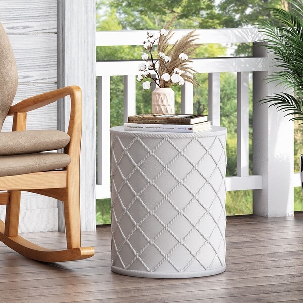 Modern Indoor and Outdoor Cylindrical Characteristic Side Table,White