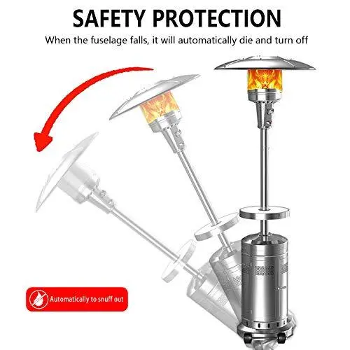 Silver Stainless Steel 48,000 BTU Patio Propane Heater Pair – Umbrella Design with Mobility Wheels
