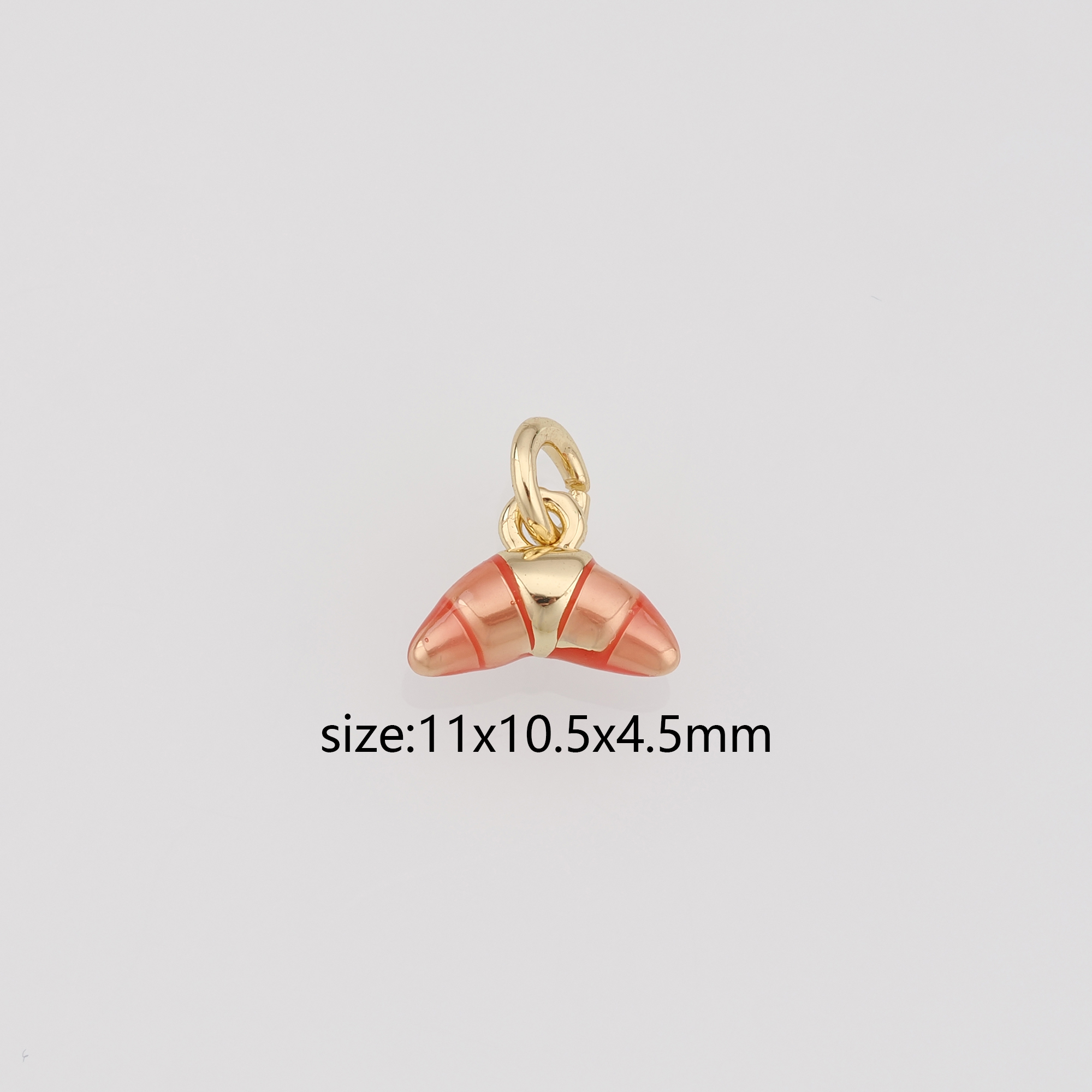 18K Gold Filled Bread Pendant,Enamel Croissant Charm Earrings Necklace for DIY Jewelry Making Supply