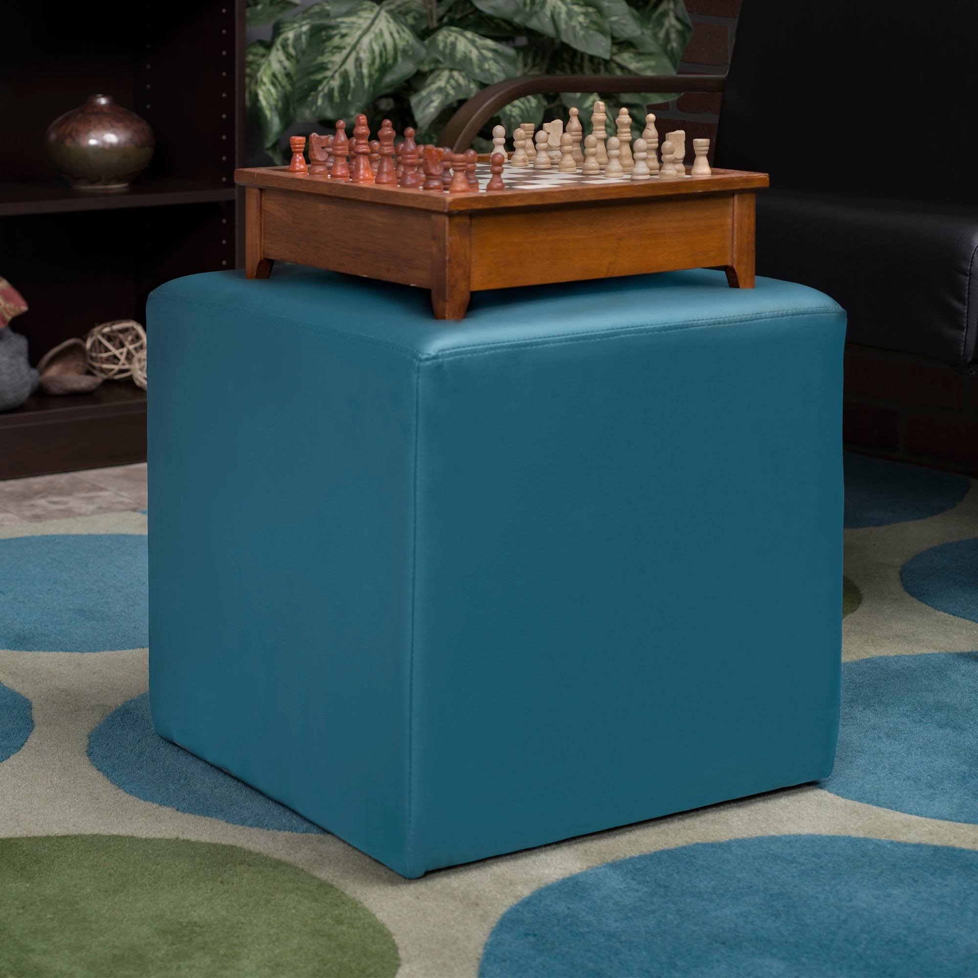 Regency Jute Square Ottoman- Peacock Teal - Armless - Stools - Faux Leather - Assembled - Modern u0026 Contemporary
