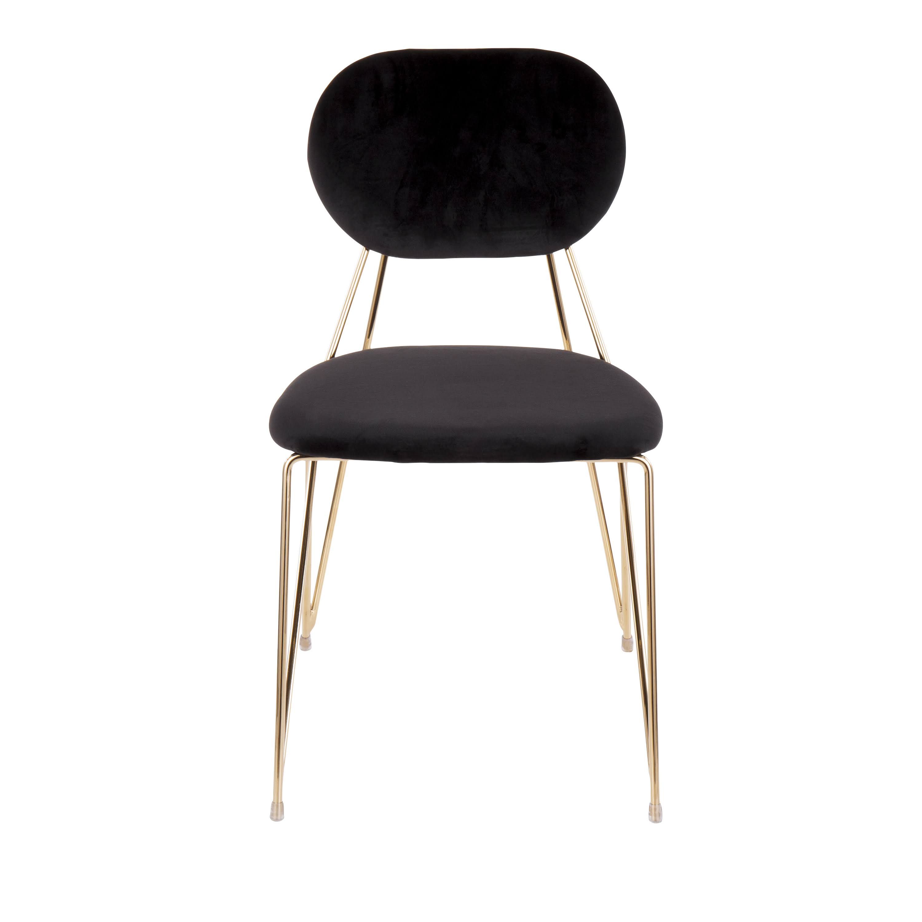 LumiSource Gwen Chair - Set of 2 - Gold Metal, Black Velvet