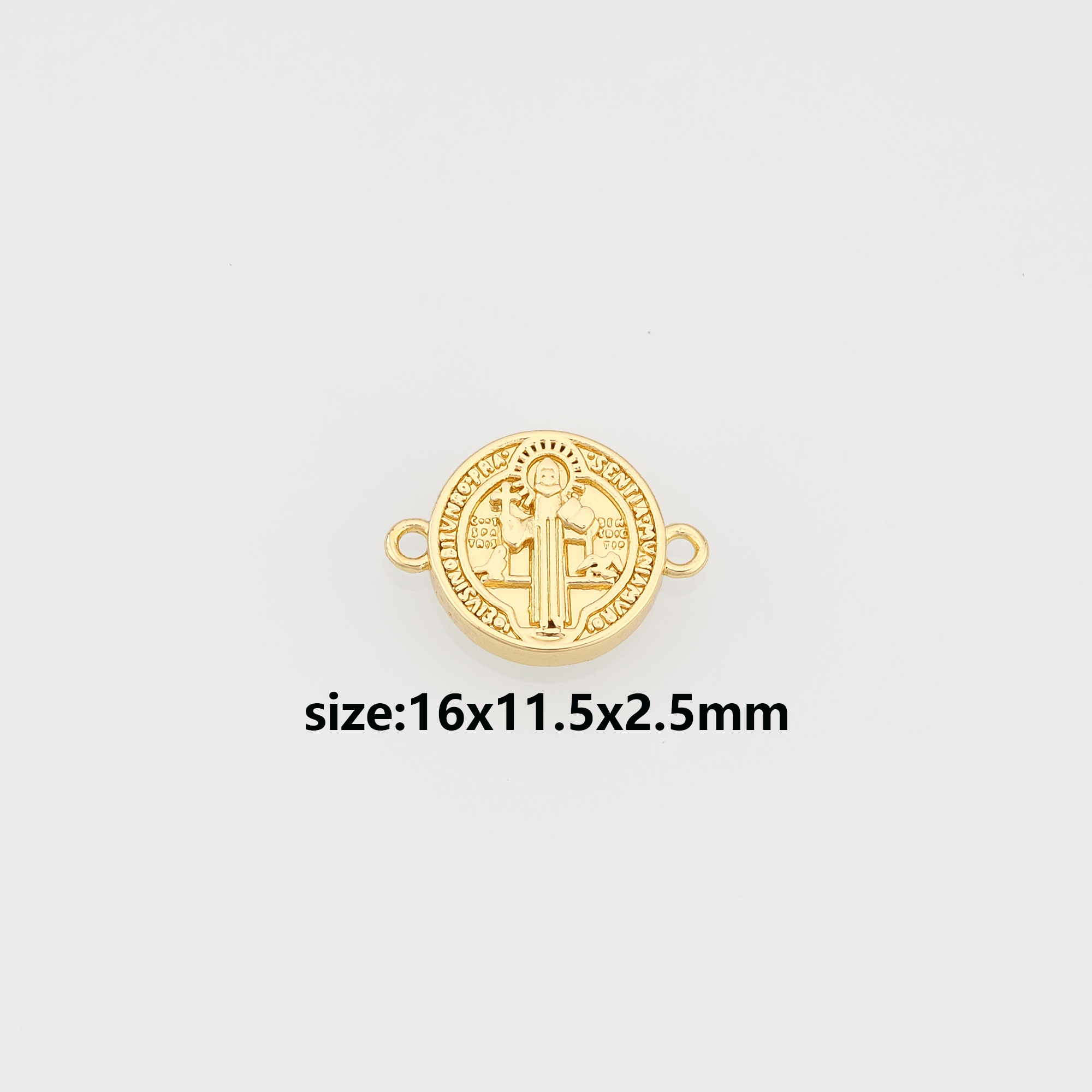 18K Gold Filled Benedict Connector,Religious Charm Necklace Bracelet for DIY Jewelry Making Supply