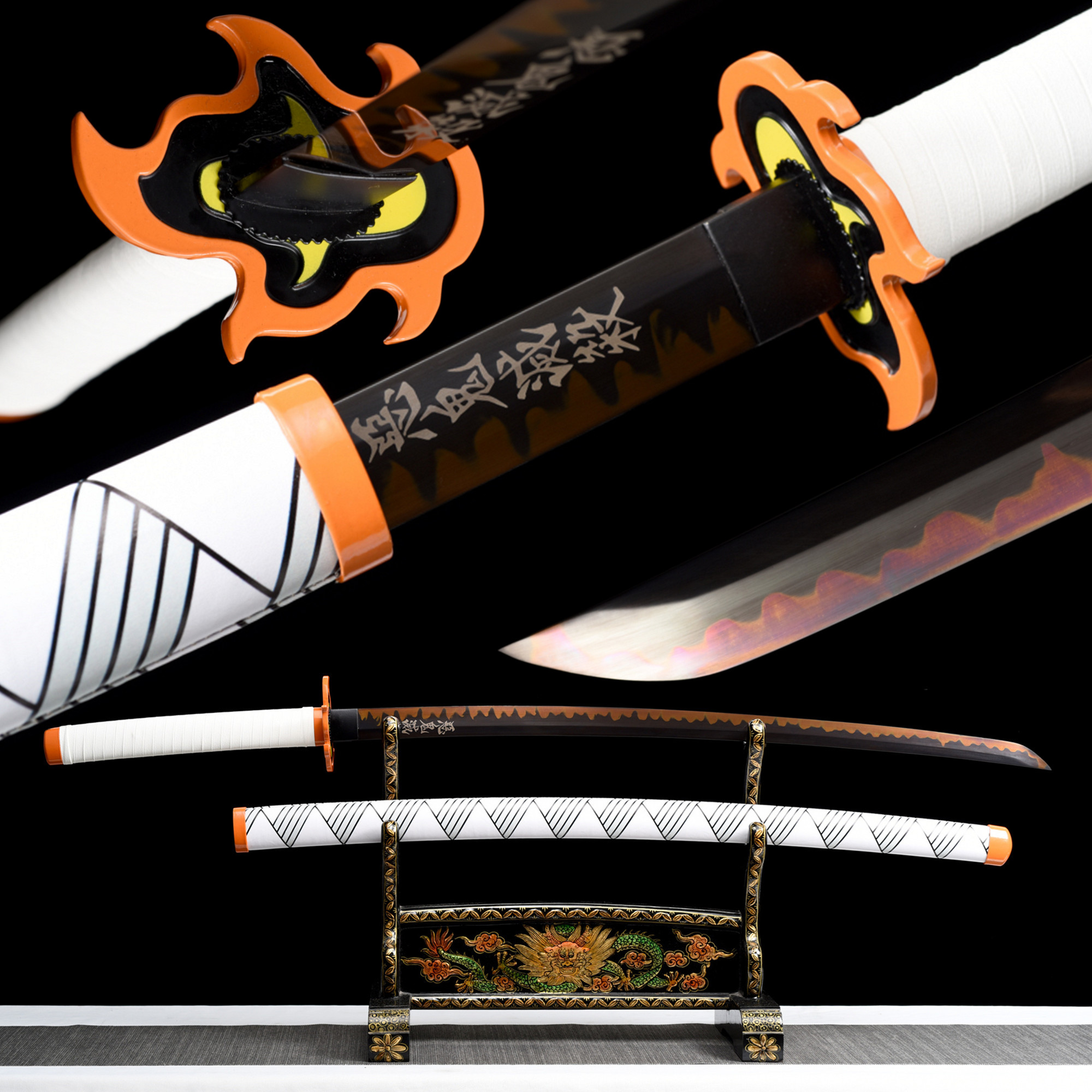 Rengoku Katana – T10 Clay Tempered, Real Hamon, Full Tang