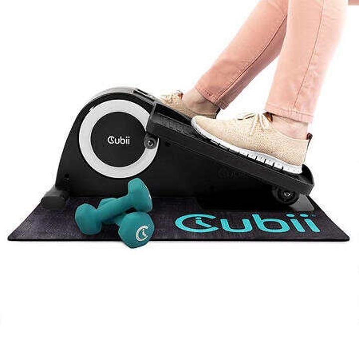 cubii-jr1-Compact Seated Elliptical Starter Set with 3 lb. Dumbbells and Gripii Workout Mat