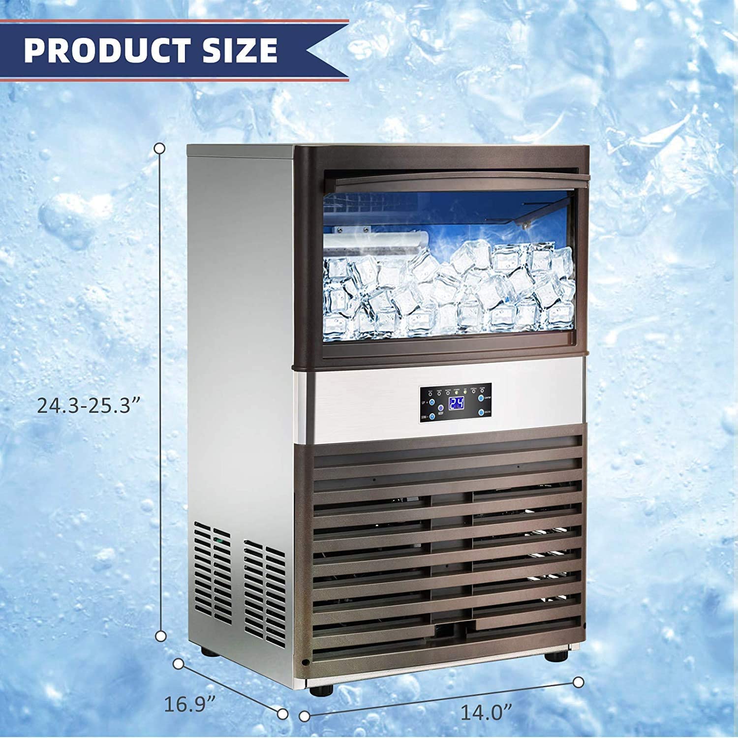 2026 YUTGMasst Commercial Ice – 110LBS/24H Stainless Steel Free-Standing Ice Machine Maker Air Cooling Ice