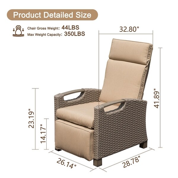 Patio Adjustable Recliner Chair with HandWoven Wicker