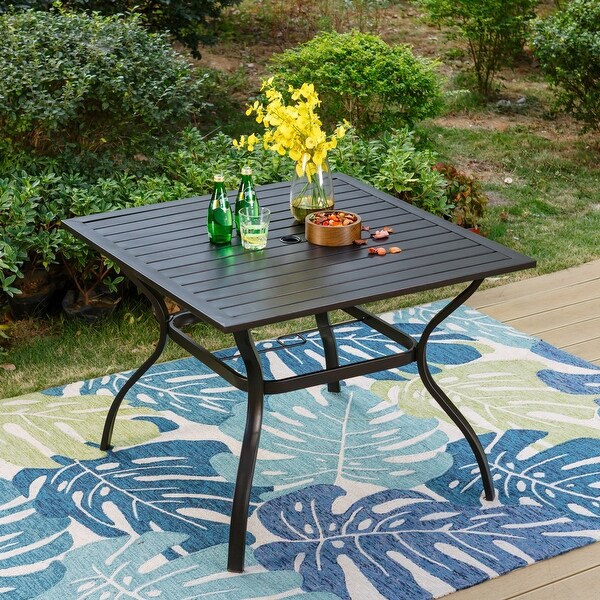 5Pieces Patio Dining Set,Including 1 Steel Frame Table with Umbrella Hole and 4 C spring Patio Chair