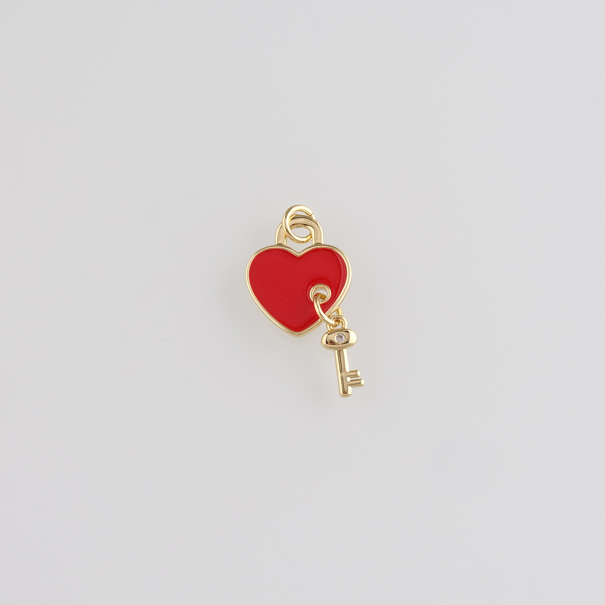 18K Gold Filled Heart Lock Pendant,Enamel Lock Charm Earrings Necklace for DIY Jewelry Making Supply