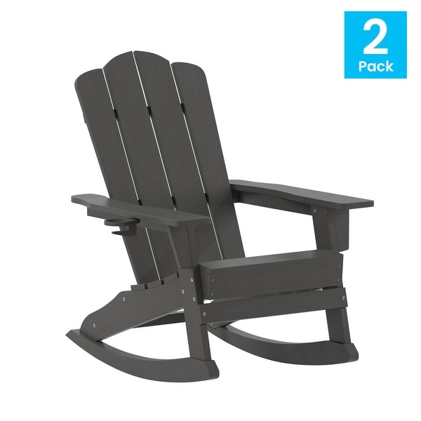 Commercial AllWeather Rocking Adirondack Chair with Swiveling Cupholder