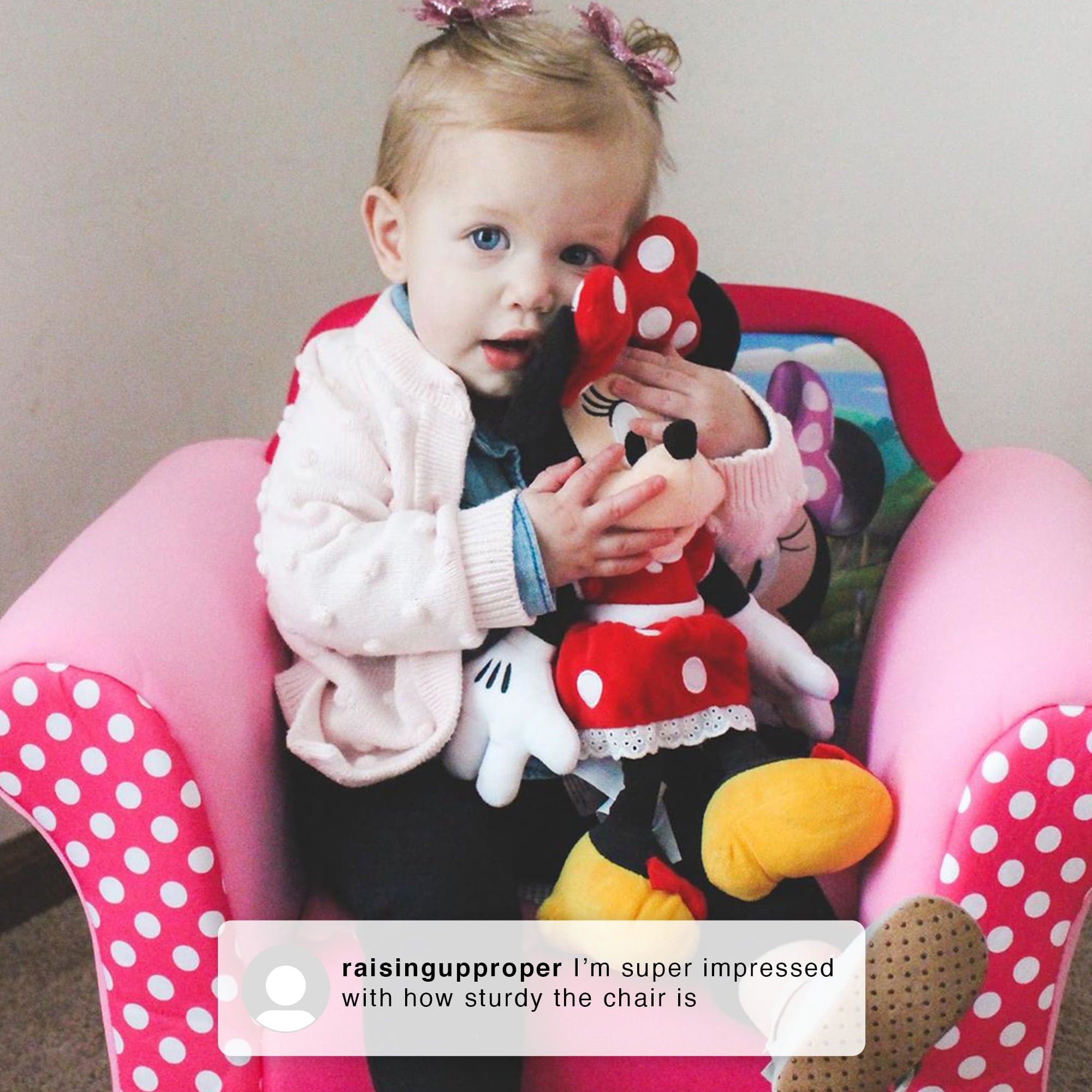 Delta Children Minnie Mouse Kids Upholstered Chair with Sculpted Plastic Frame