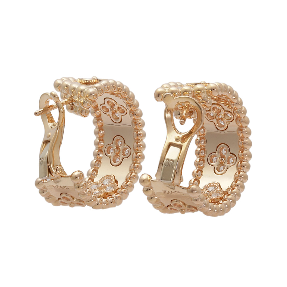 Van Cleef & Arpels Perlet Clover Earrings 18K Rose Gold Diamond VCARO2MK00