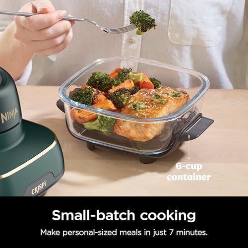 5-in-1 Glass Air Fryer | 450°F, Nontoxic, 4QT & 6-Cup Containers & Lids | Microwave, Freezer, Dishwasher Safe | Air Fry, Bake, Recrisp, Keep Warm | Brit. Racing Green