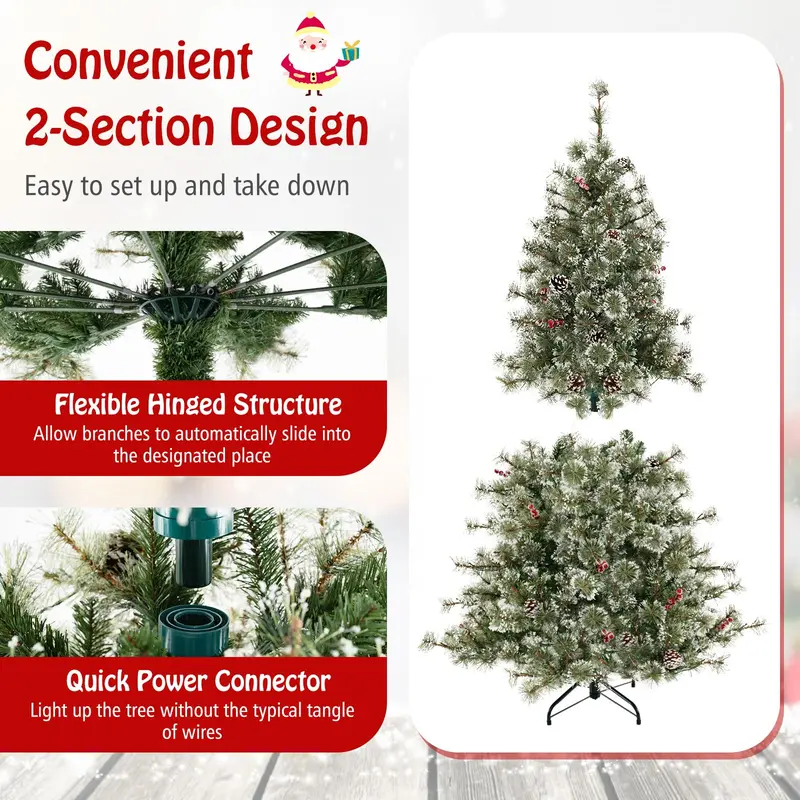 Pre-Lit Artificial Christmas Tree — Available in 6 ft, 7.5 ft, and 9 ft Heights with 360° Quick-Connect Power System