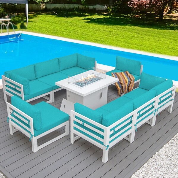 Nicesoul White Aluminum Modern Patio Furniture Sectional Sofa Set with Cushion