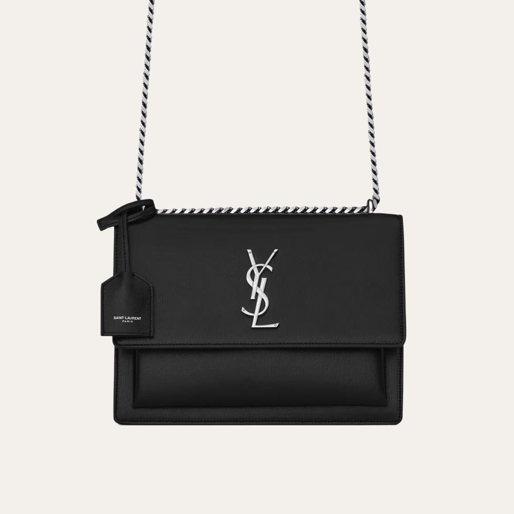 Saint Laurent Sunset Medium In Smooth Leather Black 9.8 Inches