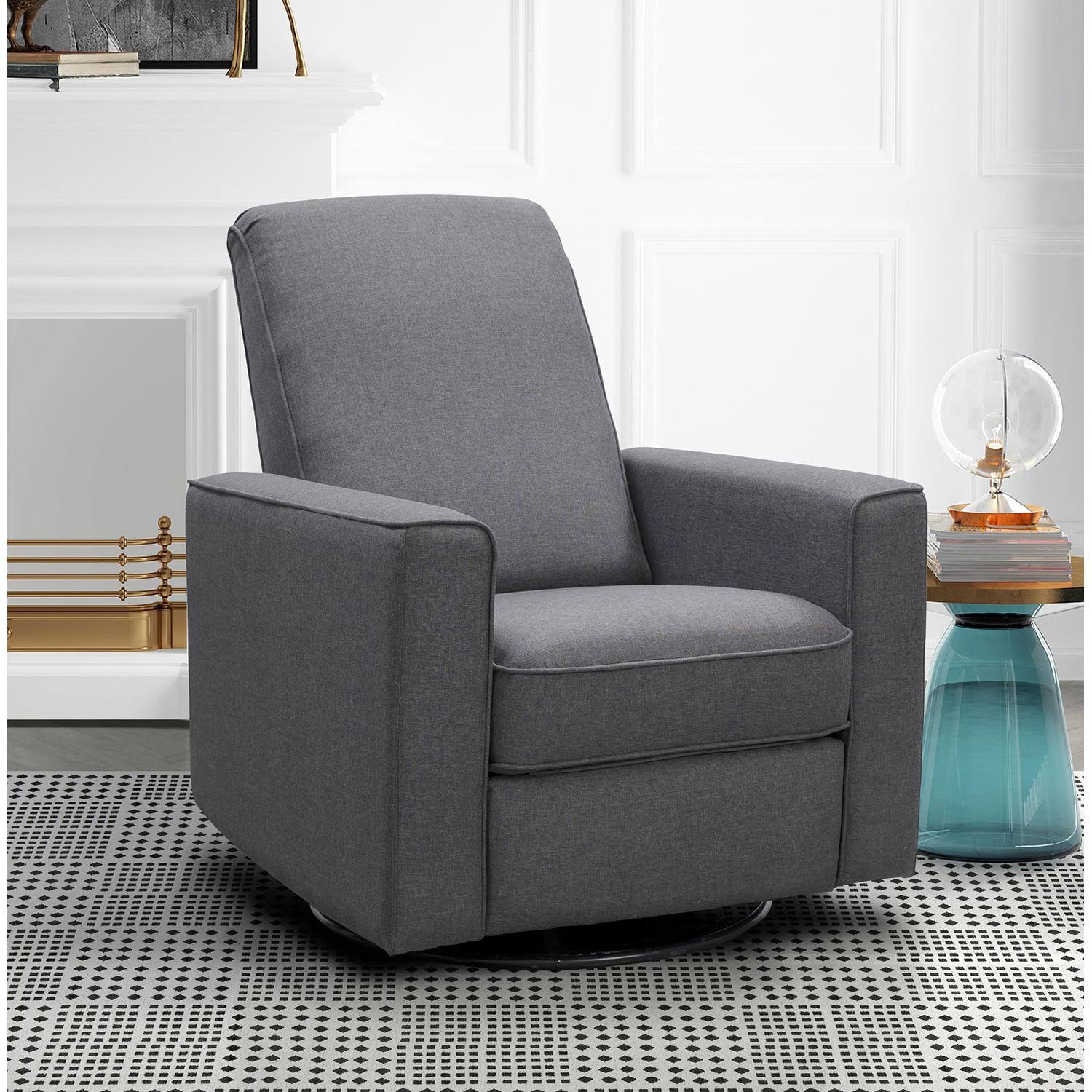 Abbyson Living Emma Nursery Swivel Glider Recliner in Grey