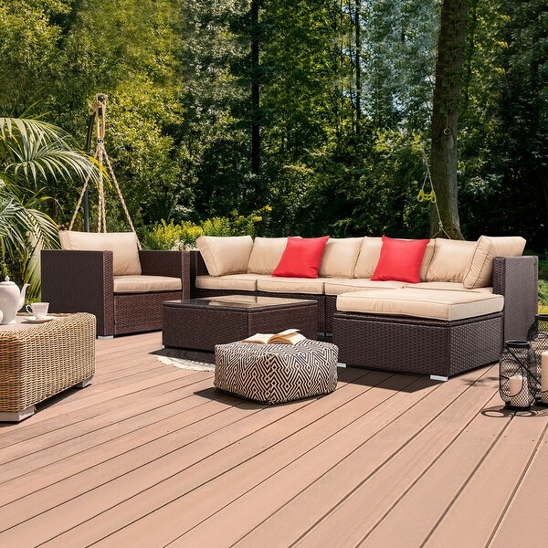 Outdoor Sectional Conversation Sofa Set with Cushions