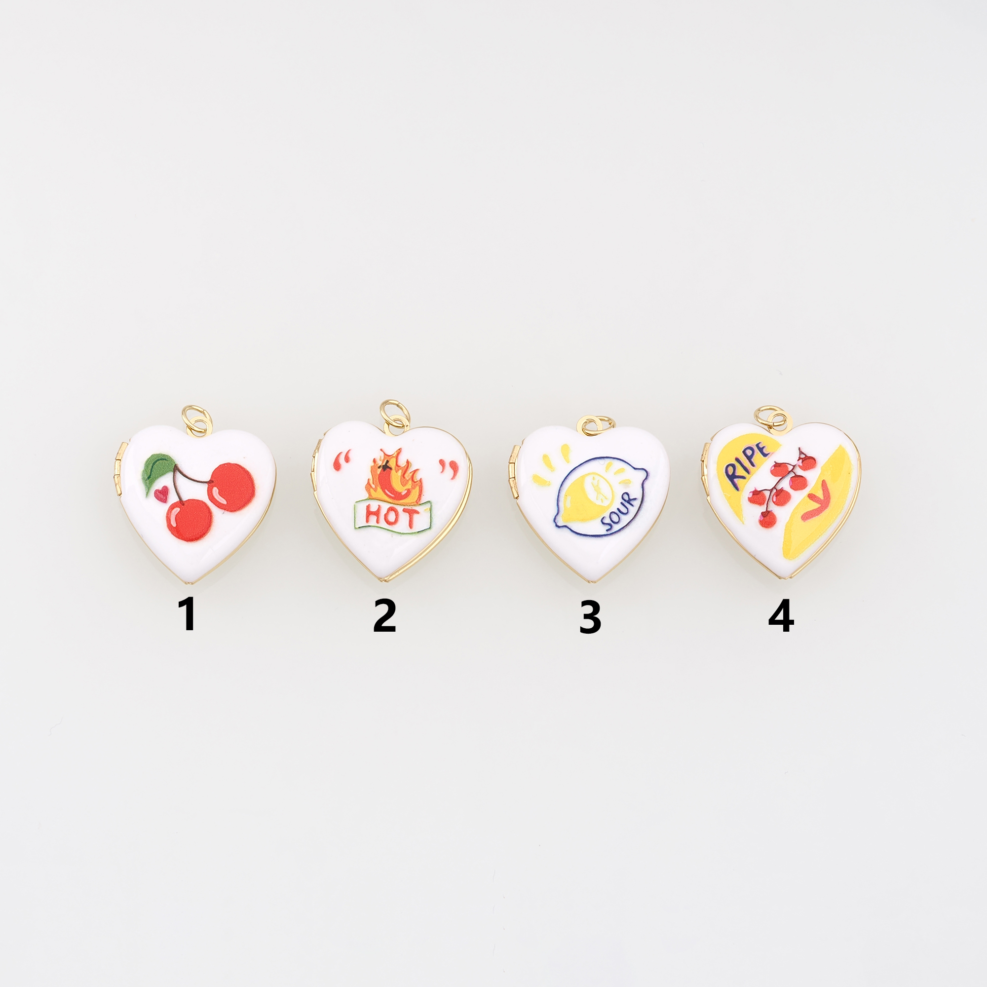 18K Gold Filled Heart Pendant,Enamel Openable Heart Charm Earrings Necklace for DIY Jewelry Making Supply