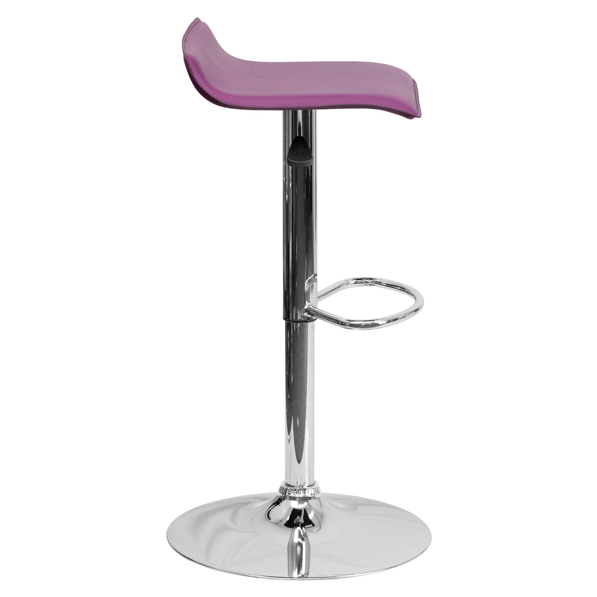 34x22 Purple Elegant Height Adjustable Barstool with Solid Wave Seat and Chrome Base