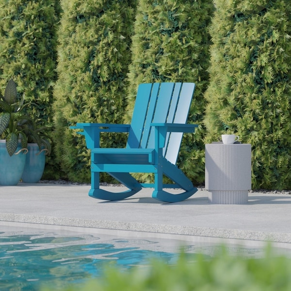 Commercial AllWeather Rocking Adirondack Chair with Swiveling Cupholder
