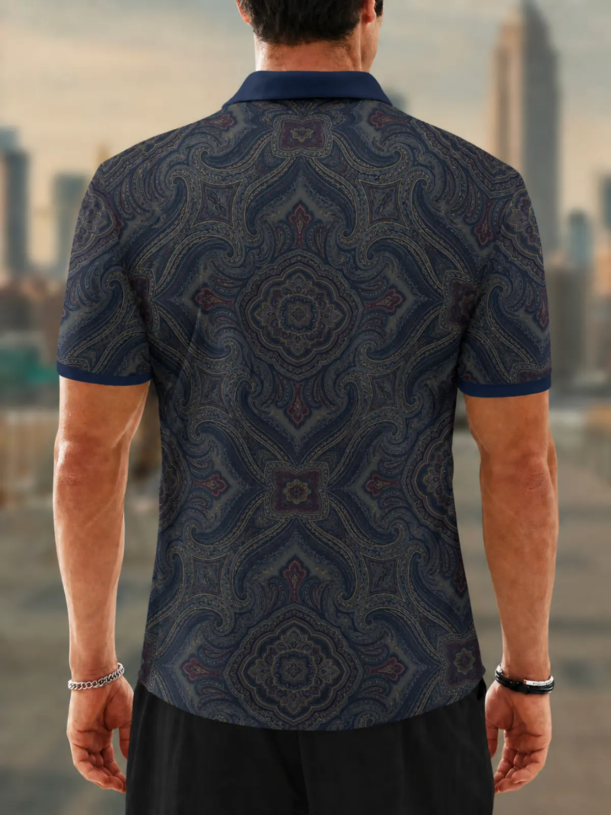 Moisture Wicking Golf Polo 3D Vintage Paisley Mandala Button Short Sleeve Golf Polo Shirt