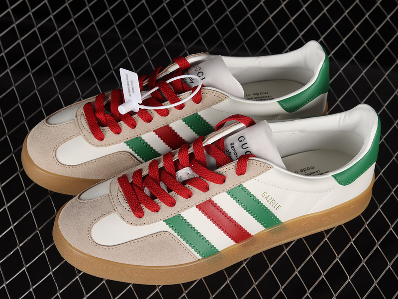 Adidas X Gucci Gazelle Shoes Cloud White/Green/Red 439547